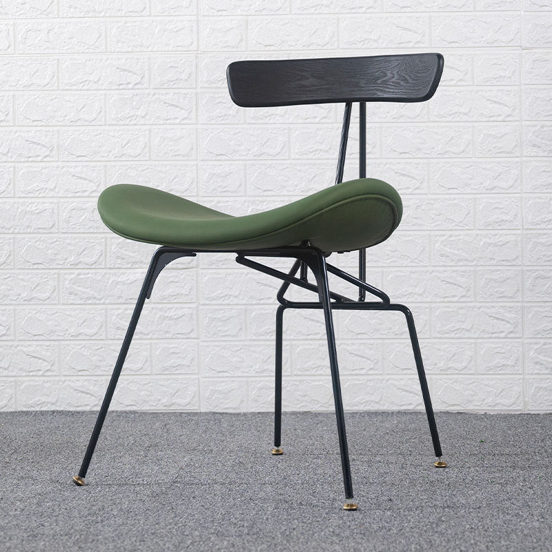 Contemporary Industrial Iron Bent Plywood PU Leather Ants Dining Chair Backrest Armless For Dining Room