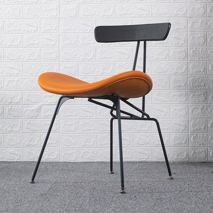 Contemporary Industrial Iron Bent Plywood PU Leather Ants Dining Chair Backrest Armless For Dining Room