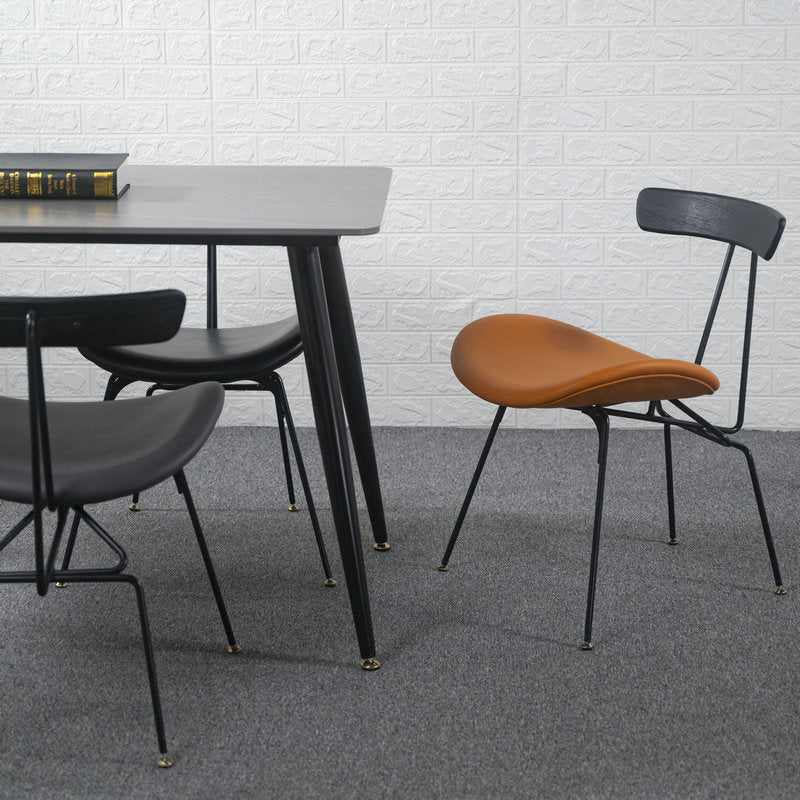 Contemporary Industrial Iron Bent Plywood PU Leather Ants Dining Chair Backrest Armless For Dining Room