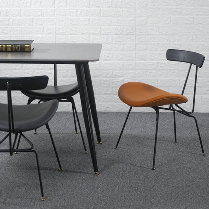 Contemporary Industrial Iron Bent Plywood PU Leather Ants Dining Chair Backrest Armless For Dining Room