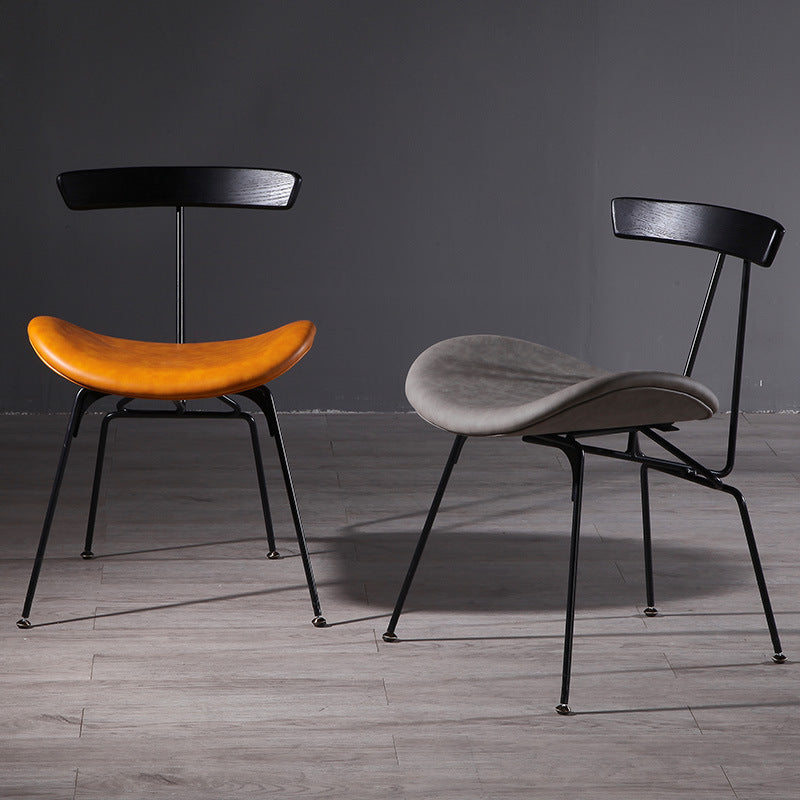 Contemporary Industrial Iron Bent Plywood PU Leather Ants Dining Chair Backrest Armless For Dining Room