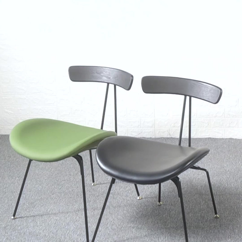 Contemporary Industrial Iron Bent Plywood PU Leather Ants Dining Chair Backrest Armless For Dining Room