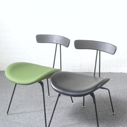 Contemporary Industrial Iron Bent Plywood PU Leather Ants Dining Chair Backrest Armless For Dining Room