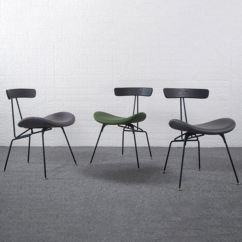 Contemporary Industrial Iron Bent Plywood PU Leather Ants Dining Chair Backrest Armless For Dining Room