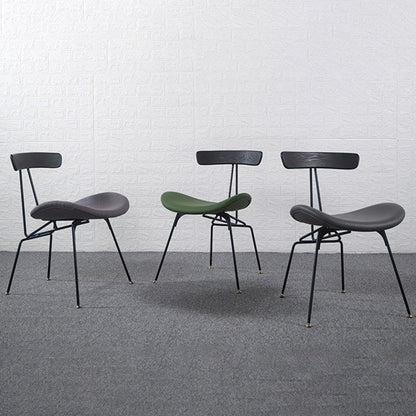 Contemporary Industrial Iron Bent Plywood PU Leather Ants Dining Chair Backrest Armless For Dining Room