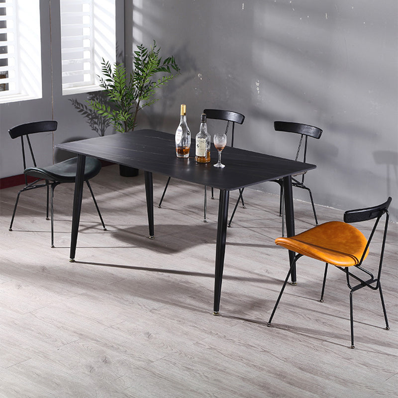 Contemporary Industrial Iron Bent Plywood PU Leather Ants Dining Chair Backrest Armless For Dining Room