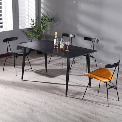 Contemporary Industrial Iron Bent Plywood PU Leather Ants Dining Chair Backrest Armless For Dining Room
