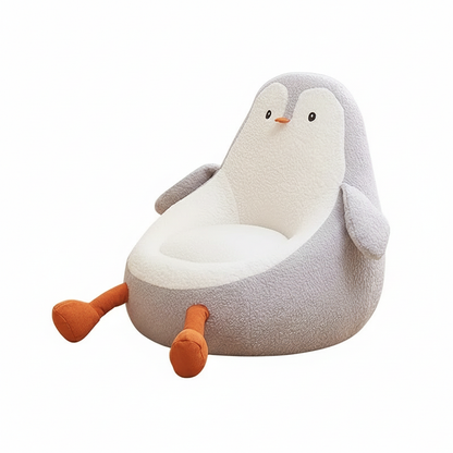 Contemporary Creative Kids Avocado-shaped Penguin-shaped Sponge Sherpa Fabric Accent Chair Backrest Armless For Living Room