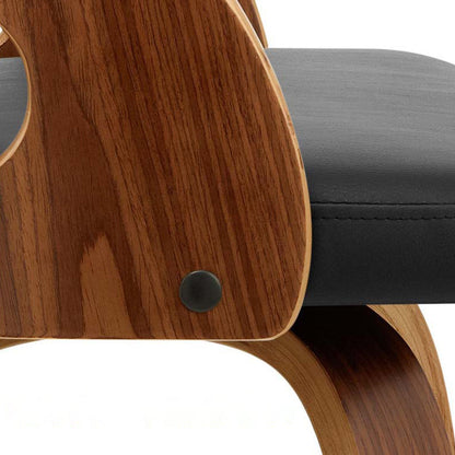 Modern Mid-century PU Leather Bentwood Sponge Curved Bar Stool Backrest Armrest For Dining Room