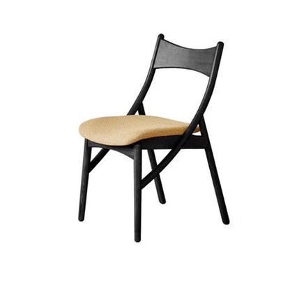 Traditional Vintage Rectangular Curved Cat-Shaped Solid Wood Silicone Leather Fabric Dining Chair Backrest Armless For Dining Room