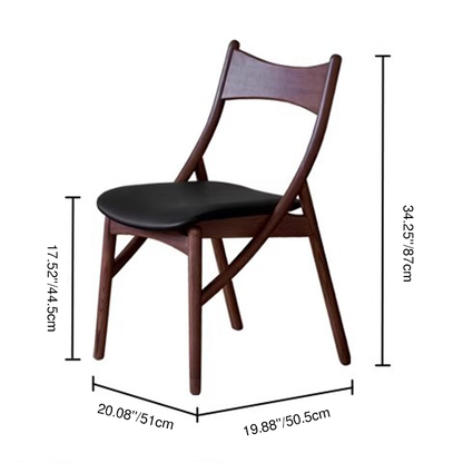 Traditional Vintage Rectangular Curved Cat-Shaped Solid Wood Silicone Leather Fabric Dining Chair Backrest Armless For Dining Room