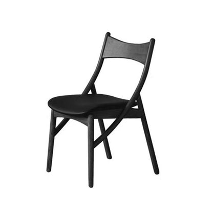 Traditional Vintage Rectangular Curved Cat-Shaped Solid Wood Silicone Leather Fabric Dining Chair Backrest Armless For Dining Room