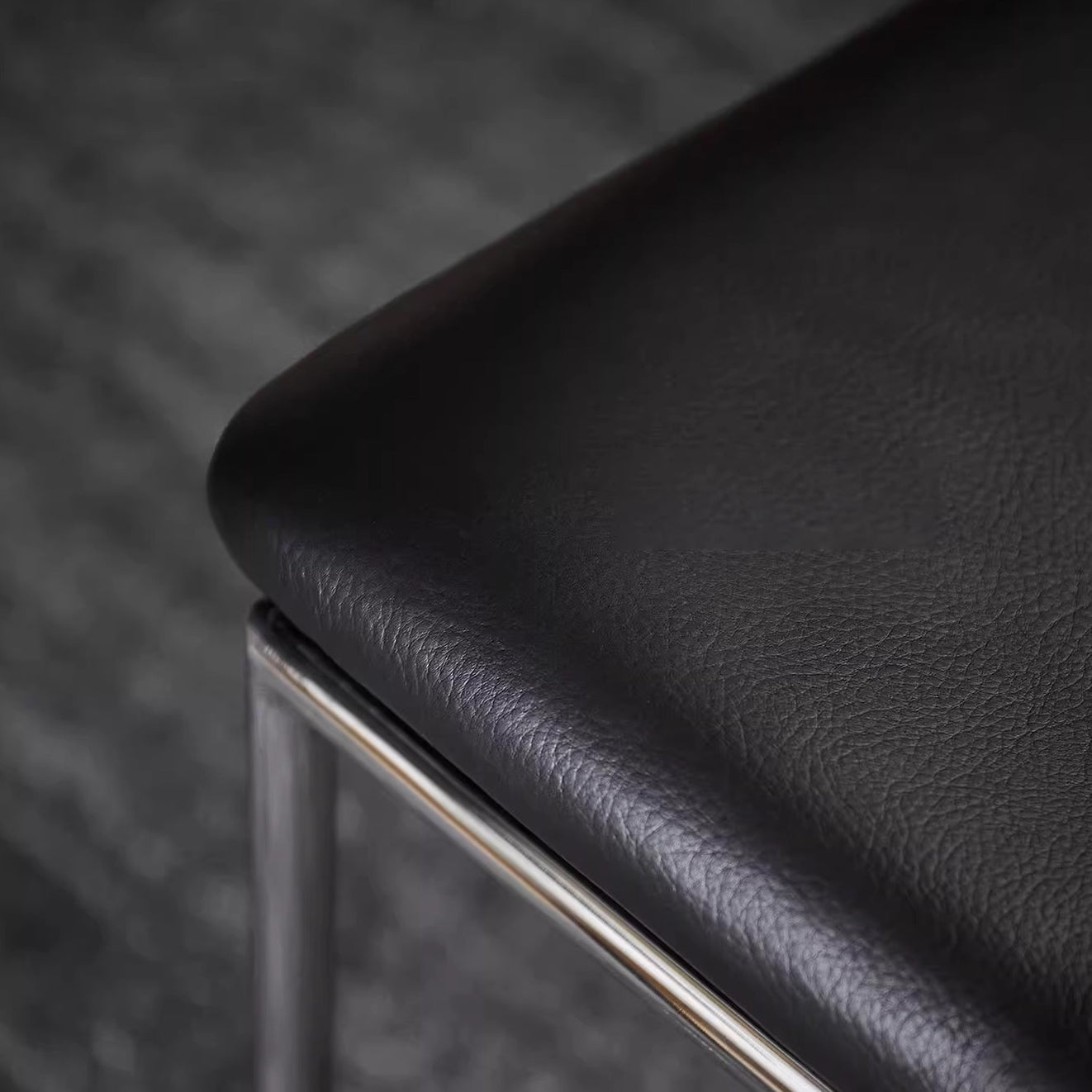Traditional Vintage Square Microfiber Leather Plywood Stainless Steel Dining Chair For Dining Room