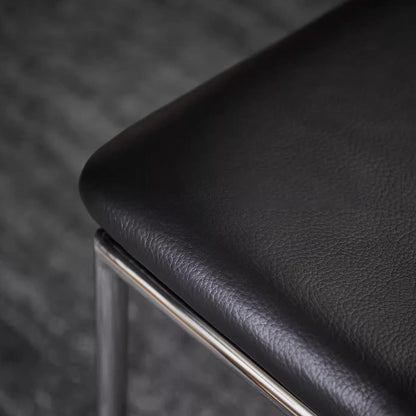Traditional Vintage Square Microfiber Leather Plywood Stainless Steel Dining Chair For Dining Room