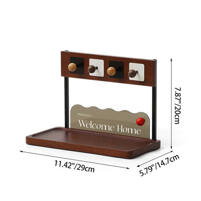 Contemporary Retro Pine Wood Rectangular Table Decor Organizer Tray With Storage For Entryway & Living Room