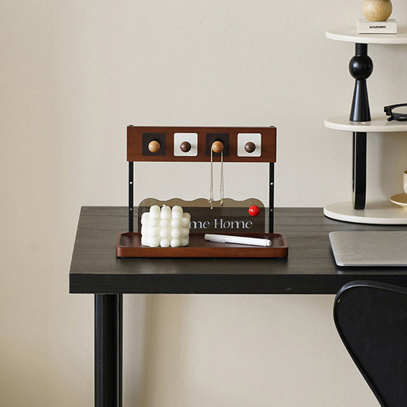 Contemporary Retro Pine Wood Rectangular Table Decor Organizer Tray With Storage For Entryway & Living Room