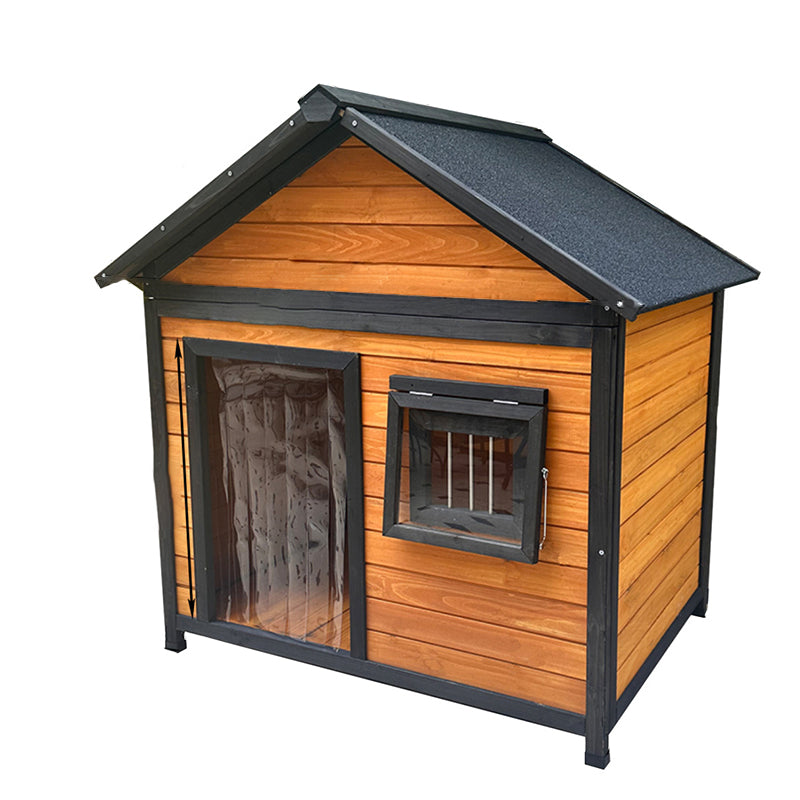 Modern Minimalist House-Shaped Cedar Wood Asphalt Stainless Steel Plastic Outdoor Waterproof Dog House Cat Bed With Balcony For Garden