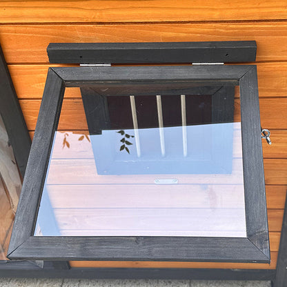 Modern Minimalist House-Shaped Cedar Wood Asphalt Stainless Steel Plastic Outdoor Waterproof Dog House Cat Bed With Balcony For Garden
