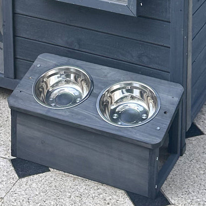 Modern Minimalist House-Shaped Cedar Wood Asphalt Stainless Steel Plastic Outdoor Waterproof Dog House Cat Bed With Balcony For Garden