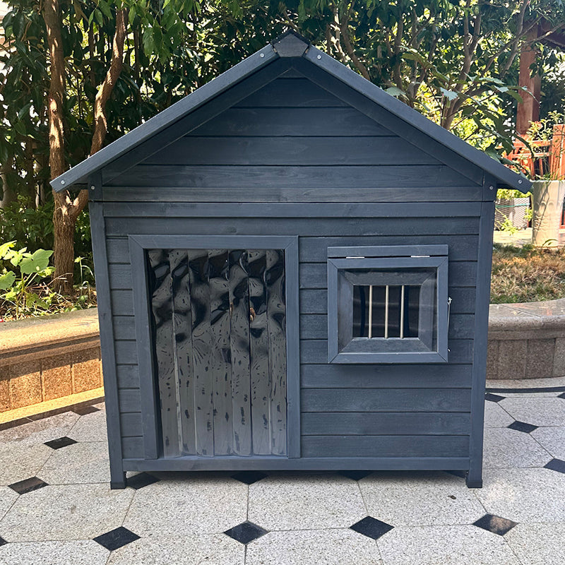 Modern Minimalist House-Shaped Cedar Wood Asphalt Stainless Steel Plastic Outdoor Waterproof Dog House Cat Bed With Balcony For Garden
