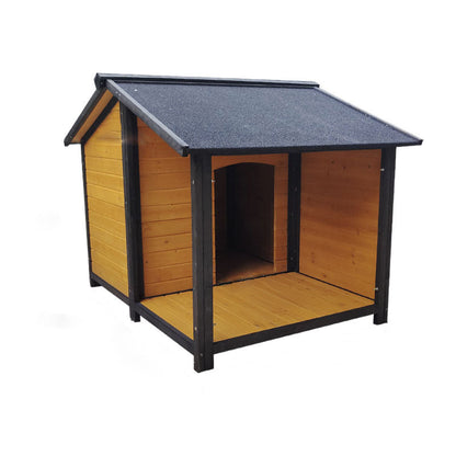 Modern Minimalist House-Shaped Cedar Wood Asphalt Stainless Steel Plastic Outdoor Waterproof Dog House Cat Bed With Balcony For Garden