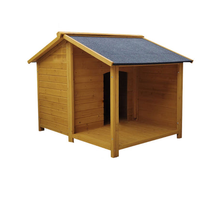 Modern Minimalist House-Shaped Cedar Wood Asphalt Stainless Steel Plastic Outdoor Waterproof Dog House Cat Bed With Balcony For Garden