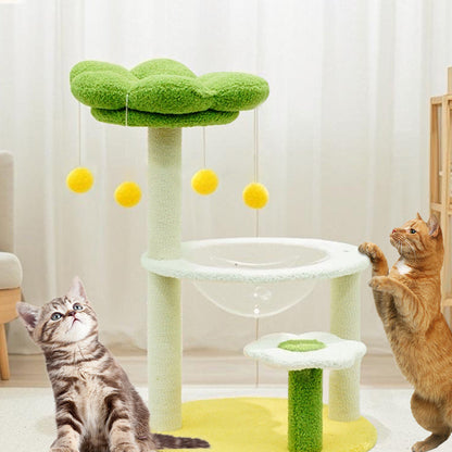 Contemporary Creative Flower-Shaped Cylindrical Particleboard Plastic Teddy Fleece Paper Tube Cotton-Linen Cat Tree & Condo 1-Condo For Living Room
