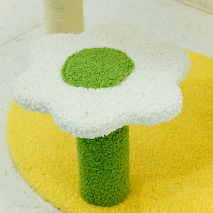 Contemporary Creative Flower-Shaped Cylindrical Particleboard Plastic Teddy Fleece Paper Tube Cotton-Linen Cat Tree & Condo 1-Condo For Living Room