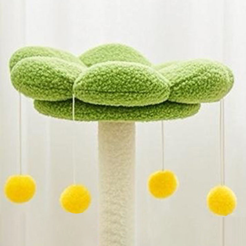 Contemporary Creative Flower-Shaped Cylindrical Particleboard Plastic Teddy Fleece Paper Tube Cotton-Linen Cat Tree & Condo 1-Condo For Living Room