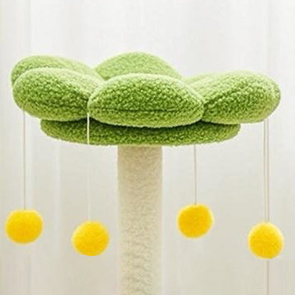 Contemporary Creative Flower-Shaped Cylindrical Particleboard Plastic Teddy Fleece Paper Tube Cotton-Linen Cat Tree & Condo 1-Condo For Living Room