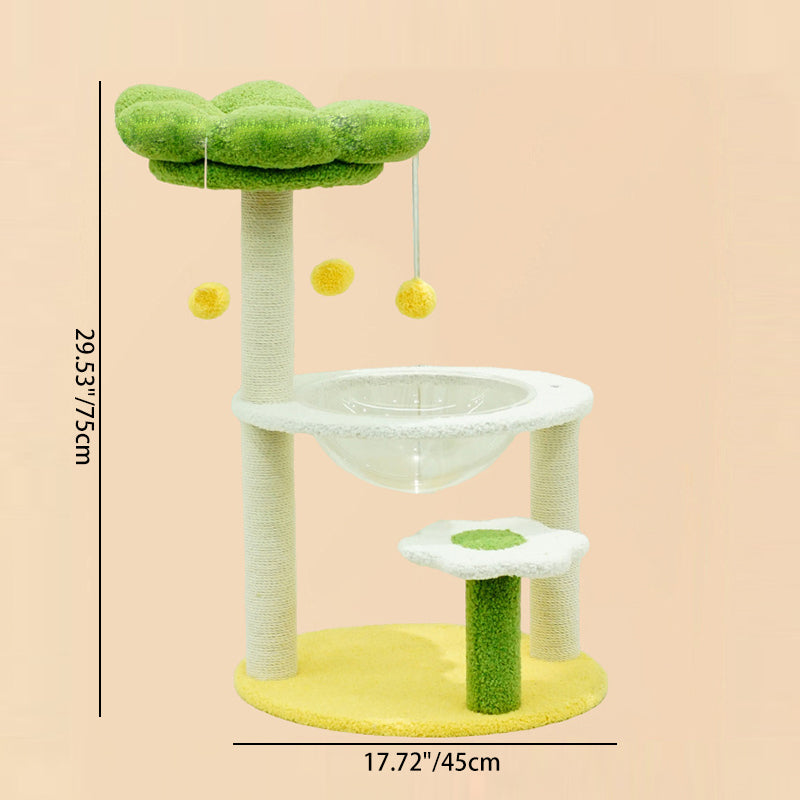 Contemporary Creative Flower-Shaped Cylindrical Particleboard Plastic Teddy Fleece Paper Tube Cotton-Linen Cat Tree & Condo 1-Condo For Living Room