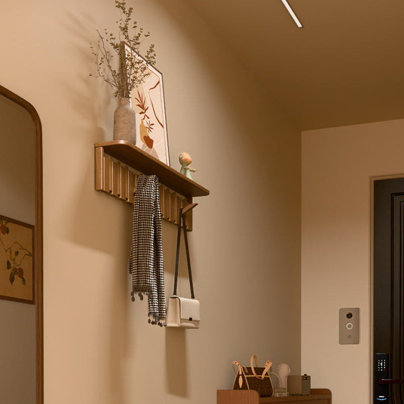 Contemporary Nordic Rectangular Piano-Key Rubberwood Wall-Mounted Coat Rack Hall Tree 1-Tier For Bedroom & Entryways