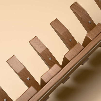 Contemporary Nordic Rectangular Piano-Key Rubberwood Wall-Mounted Coat Rack Hall Tree 1-Tier For Bedroom & Entryways