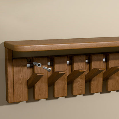 Contemporary Nordic Rectangular Piano-Key Rubberwood Wall-Mounted Coat Rack Hall Tree 1-Tier For Bedroom & Entryways