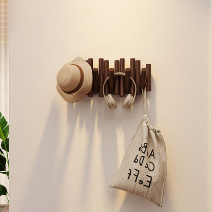 Contemporary Nordic Cylindrical Piano-Key Pine Wall-Mounted Coat Rack Hall Tree For Bedroom & Entryways