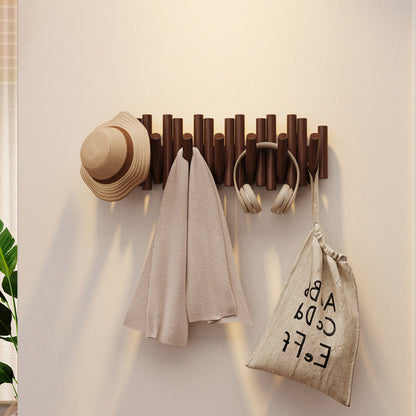 Contemporary Nordic Cylindrical Piano-Key Pine Wall-Mounted Coat Rack Hall Tree For Bedroom & Entryways