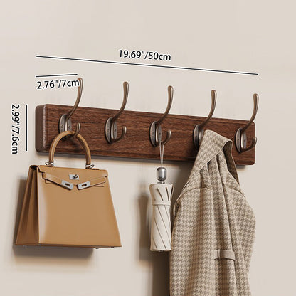 Contemporary Nordic Rectangular Finger-Jointed Wood Aluminum Wall-Mounted Coat Rack Hall Tree For Bedroom & Entryways