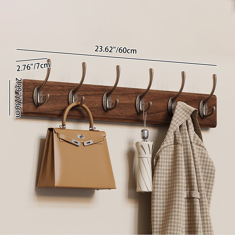 Contemporary Nordic Rectangular Finger-Jointed Wood Aluminum Wall-Mounted Coat Rack Hall Tree For Bedroom & Entryways