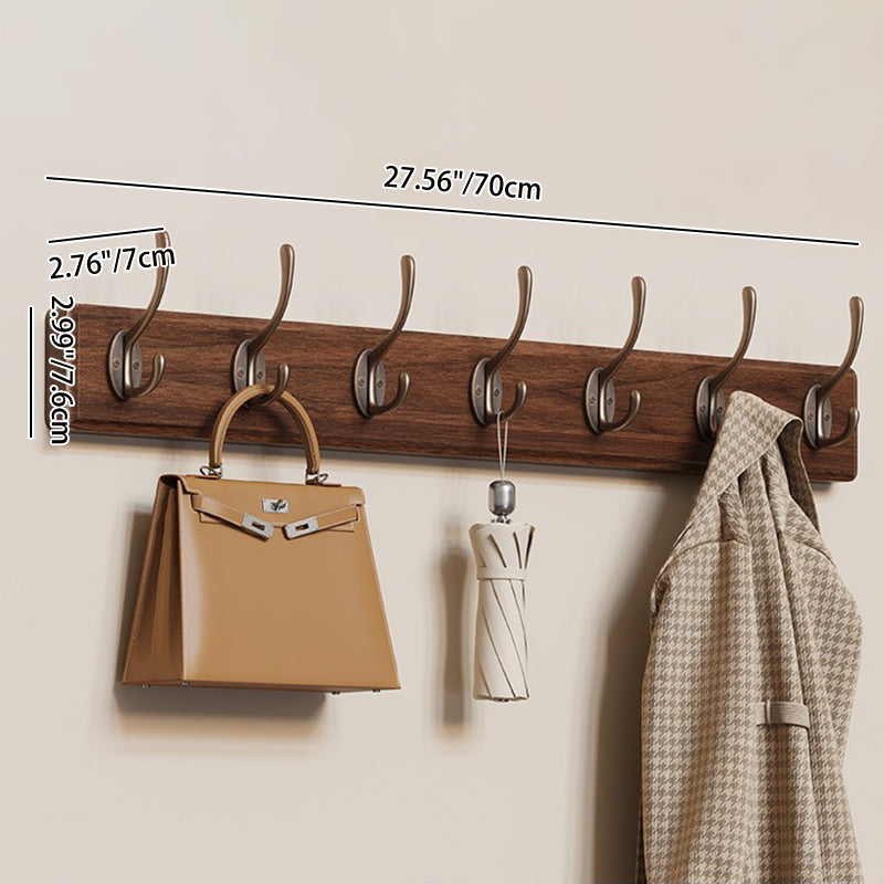 Contemporary Nordic Rectangular Finger-Jointed Wood Aluminum Wall-Mounted Coat Rack Hall Tree For Bedroom & Entryways