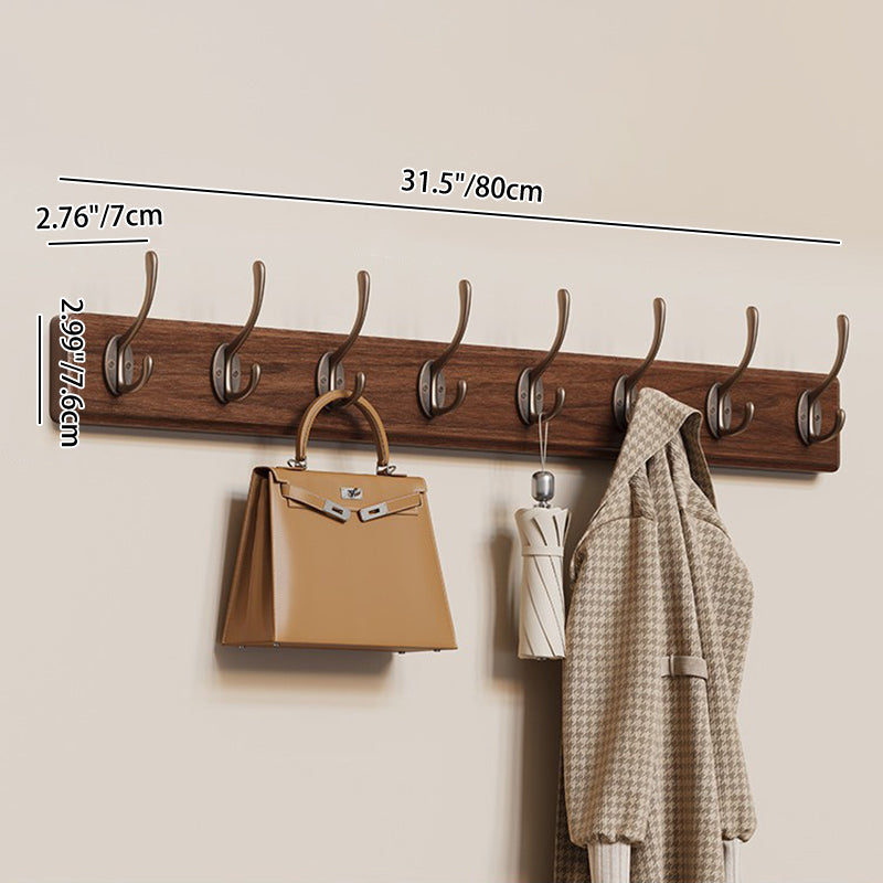 Contemporary Nordic Rectangular Finger-Jointed Wood Aluminum Wall-Mounted Coat Rack Hall Tree For Bedroom & Entryways