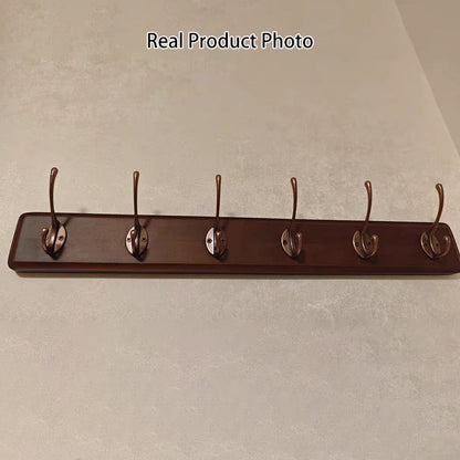Contemporary Nordic Rectangular Finger-Jointed Wood Aluminum Wall-Mounted Coat Rack Hall Tree For Bedroom & Entryways