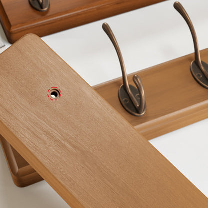 Contemporary Nordic Rectangular Finger-Jointed Wood Aluminum Wall-Mounted Coat Rack Hall Tree For Bedroom & Entryways