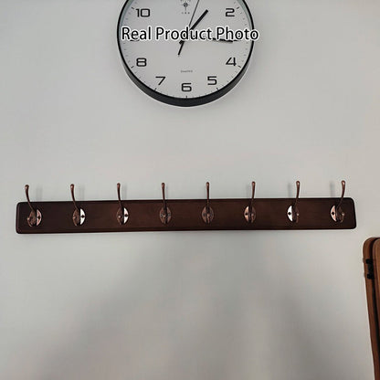 Contemporary Nordic Rectangular Finger-Jointed Wood Aluminum Wall-Mounted Coat Rack Hall Tree For Bedroom & Entryways