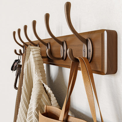 Contemporary Nordic Rectangular Finger-Jointed Wood Aluminum Wall-Mounted Coat Rack Hall Tree For Bedroom & Entryways