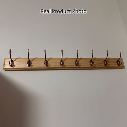 Contemporary Nordic Rectangular Finger-Jointed Wood Aluminum Wall-Mounted Coat Rack Hall Tree For Bedroom & Entryways
