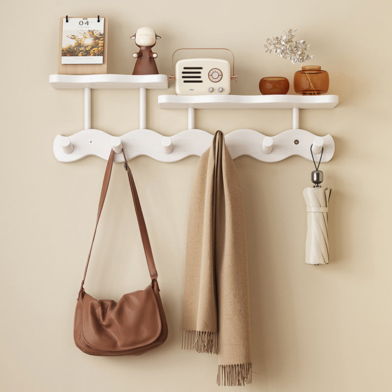 Contemporary Nordic Rectangular Wavy Nan Bamboo Medium Density Fiberboard Wall-Mounted Coat Rack Hall Tree 1/2 Tier For Bedroom & Entryways