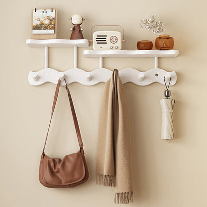 Contemporary Nordic Rectangular Wavy Nan Bamboo Medium Density Fiberboard Wall-Mounted Coat Rack Hall Tree 1/2 Tier For Bedroom & Entryways