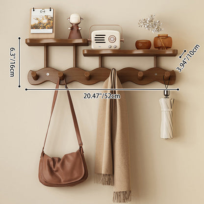 Contemporary Nordic Rectangular Wavy Nan Bamboo Medium Density Fiberboard Wall-Mounted Coat Rack Hall Tree 1/2 Tier For Bedroom & Entryways