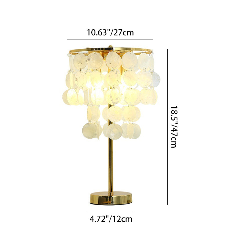 Contemporary Scandinavian Round Processing Natural Shell Iron 1-Light Table Lamp For Bedroom