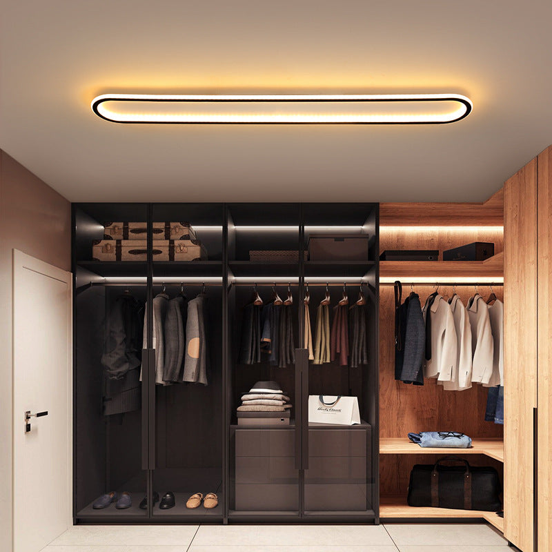 Modern Minimalist Rectangle Oval Iron LED Flush Mount Ceiling Light For Hallway